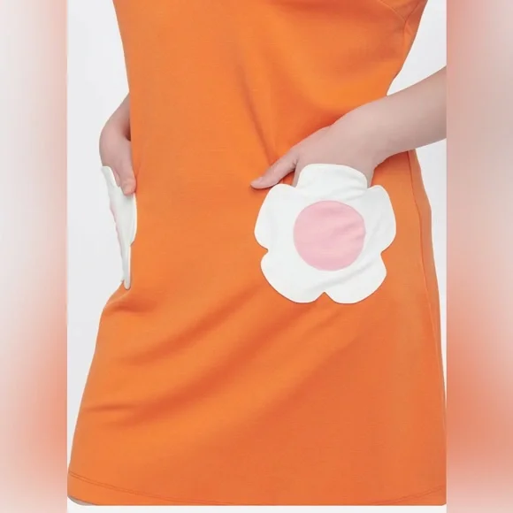 Unique Vintage Smak Parlour Orange and white Floral Dress Retro - Picture 2 of 6